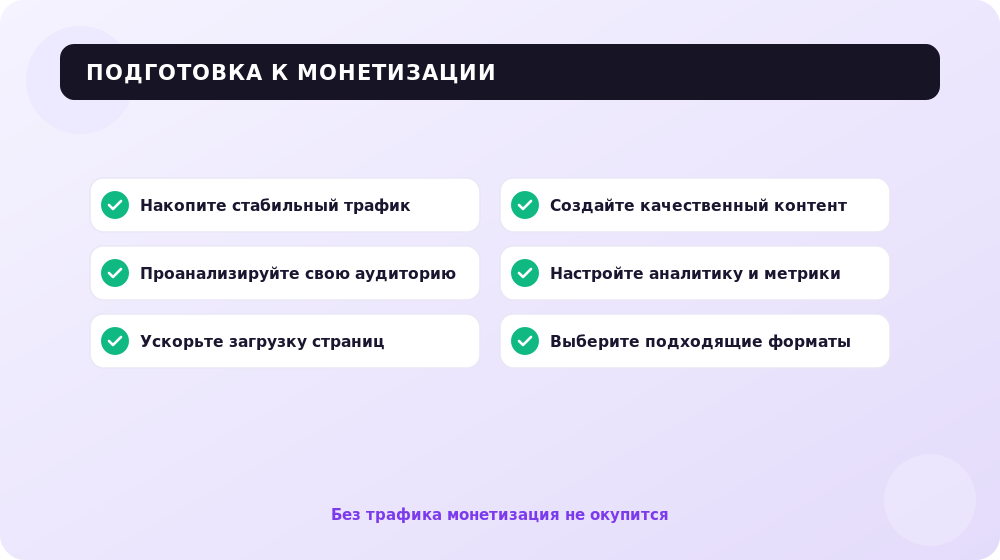 Что подготовить на сайте перед запуском монетизации.