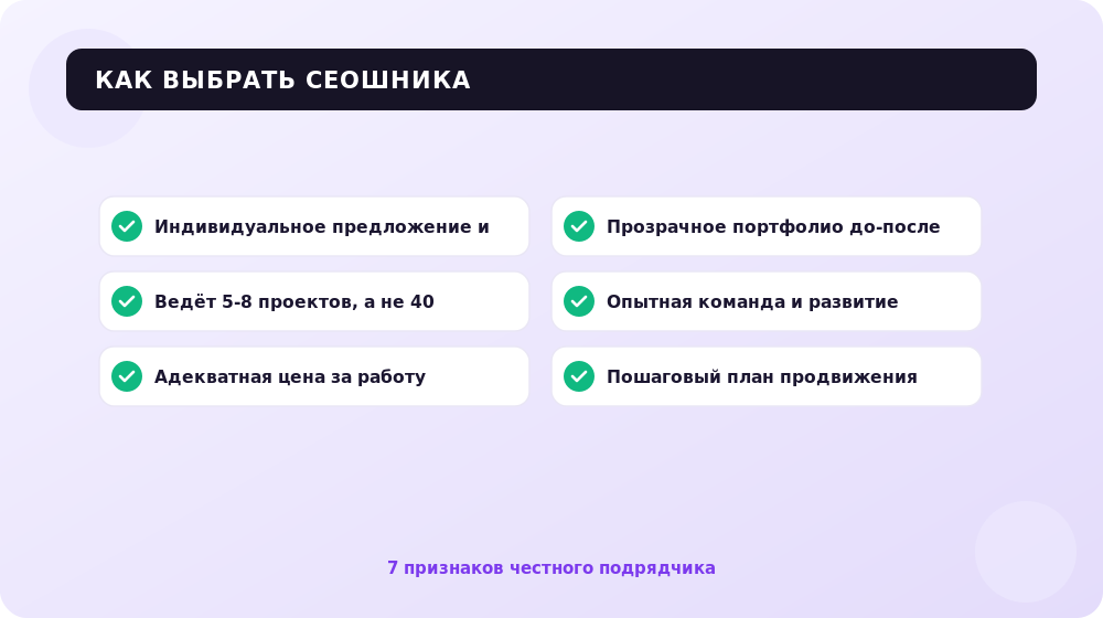 По каким признакам выбрать надёжного SEO-специалиста и не слить бюджет.