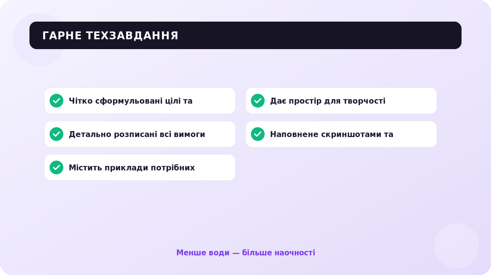 П'ять ознак гарного техзавдання, з яким впорається будь-який виконавець.