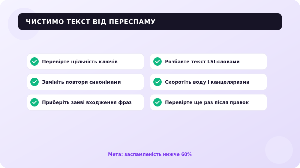 Як знизити заспамленість і зберегти релевантність тексту.